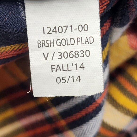Banana Republic Men's Size XL Brownish Gold Plaid Striped Button Down Lumberjack - Picture 5 of 10